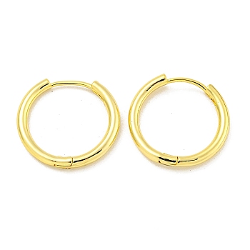 Brass Hoop Earrings, Round, Real 18K Gold Plated, 19.5x2mm