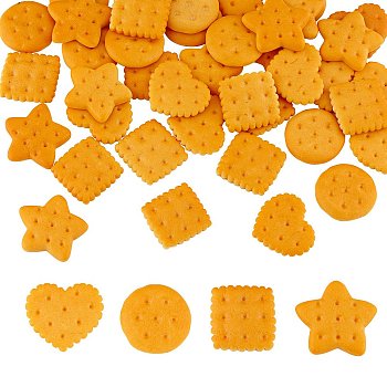 40pcs Opaque resin cabochons simulation biscuit DIY material accessories(4 styles), Yellow, 30x26.5mm