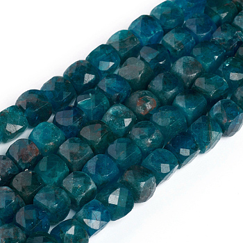 Natural Apatite Beads Strands, Faceted, Cube, 4~5x4~5x4~5mm, Hole: 0.7mm, about 72~76pcs/Strand, 15 inch(38cm)