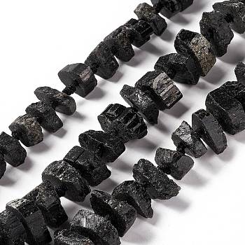 Natural Black Tourmaline Beads Strands, Nuggets, 13~23x12~15x6mm, Hole: 1.8mm, about 45~47pcs/strand, 17.52~18.31 inch(44.5~46.5cm)