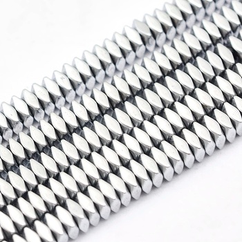 Electroplate Non-magnetic Synthetic Hematite Beads Strands, Vacuum Plating, Faceted, Square, Platinum Plated, 2x2x1mm, Hole: 0.6mm, about 406pcs/strand, 15.7 inch(40cm)
