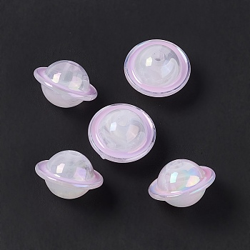 UV Plating Rainbow Iridescent Acrylic Beads, Planet, Purple, 22.5x15mm, Hole: 3.5mm
