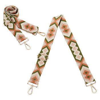 Ethnic Style Polycotton Adjustable Webbing Bag Straps, with Alloy Swivel Clasps, Chocolate, 73~130x3.8cm