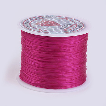 Flat Elastic Crystal String, Elastic Beading Thread, for Stretch Bracelet Making, Medium Violet Red, 0.5mm, about 49.21 yards(45m)/roll