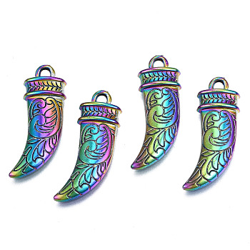Rainbow Color Alloy Pendants, Cadmium Free & Nickel Free & Lead Free, Dagger Shapes, 27.5x10x3.5mm, Hole: 2mm