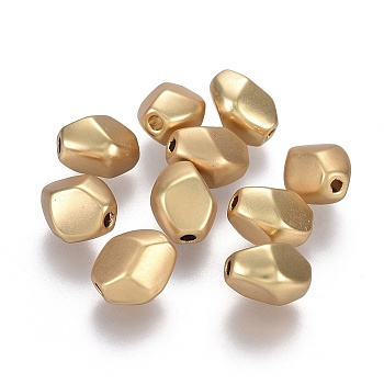 Tibetan Style Alloy Beads, Lead Free & Nickel Free & Cadmium Free, Real 18K Gold Plated, Faceted Nugget, Matte Gold Color, 10x8.5x7.5mm, Hole: 1.6mm