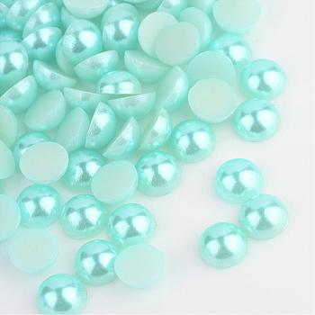 ABS Plastic Cabochons, Imitation Pearl, Half Round, Pale Turquoise, 3x1.5mm, about 10000pcs/bag