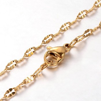 304 Stainless Steel Oval Link Chain Necklaces, with Lobster Claw Clasp, Golden, 19.7 inch(50cm)