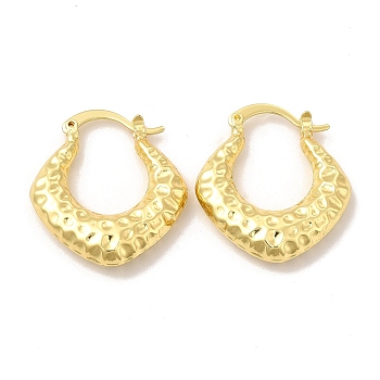 Rack Plating Brass Rhombus Hoop Earrings for Women, Lead Free & Cadmium Free, Real 18K Gold Plated, 27.5x25x6.5mm, Pin: 1mm
