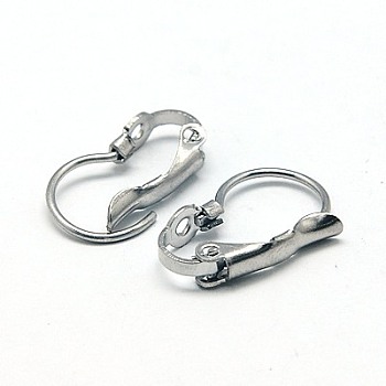 304 Stainless Steel Leverback Earring Findings, Stainless Steel Color, 5/8x3/8 inch(16.3x10mm), Hole: 1.4mm, Pin: 0.8mm