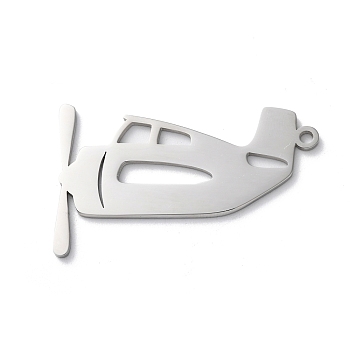 Anti-Tarnish 304 Stainless Steel Pendants, Laser Cut, Airplane Charm, Stainless Steel Color, 41.5x25.5x1.5mm, Hole: 1.8mm