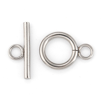 304 Stainless Steel Toggle Clasps, Stainless Steel Color, Ring: 16.5x12x2mm, Hole: 3mm, Bar: 18x7x2mm, Hole: 3mm