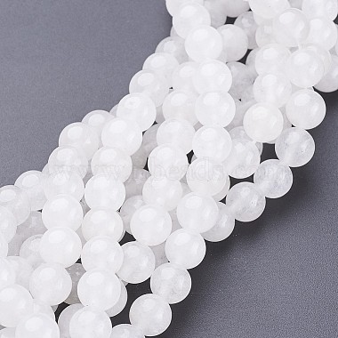 8mm Clear Round White Jade Beads