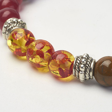 Mixed Gemstone Beaded Stretch Bracelets(BJEW-P071-01)-2