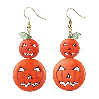 Coral Pumpkin Synthetic Turquoise Earrings