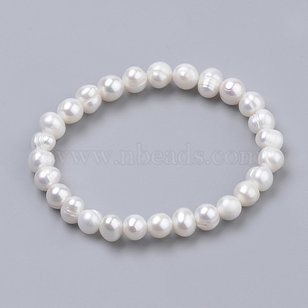 Sterling Silver Round Seashell Pearl Bead for European Charm Bracelets 