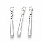 Tibetan Style Alloy Pendants, Sports Charms, Lead Free & Cadmium Free, Baseball Bat, Antique Silver, 35x4.5x3.5mm, Hole: 2mm(X-TIBE-S323-073AS-RS)