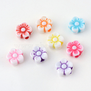Craft Style Acrylic Corrugated Beads, Flower, Mixed Color, 8x8.5x3.9mm, Hole: 2mm(X-SACR-S840-M)