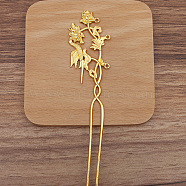 Flower and Bird Alloy Hair Sticks, Long-Lasting Plated, Hair Accessories for Woman, Golden, 164x33mm(PW-WG87806-02)
