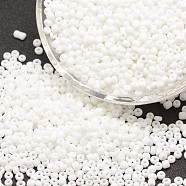 12/0 Glass Seed Beads, Grade A, Round, Opaque Colours, White, 1.8~2.0mm, Hole: 0.8mm, about 28000pcs/pound(SEED-J014-F12-41)