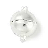 Brass Magnetic Clasps, Round, 925 Sterling Silver Plated, 17x12mm, Hole: 1.2mm(KK-P283-38B-S)