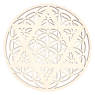 Laser Cut Wooden Cup Mat, Home Decor Meditation Symbol, Yoga Artwork, Chakra Theme, Flat Round with Hexagram, BurlyWood, 30x0.4cm(WOOD-WH0015-25)