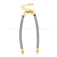 Brass Mesh Chain Link Bracelet Making, with Rhinestone & Lobster Claw Clasp, Fits for Connector Charms, Gray, 4-5/8~6-5/8 inch(16.6~16.9cm), Hole: 2mm(DIY-B066-01G-03)