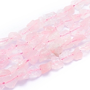 Raw Rough Natural Rose Quartz Beads Strands, Nuggets, 6~12x6~10x5~8mm, Hole: 0.7mm, about 48pcs/strand, 15.75 inch(40cm)(G-I279-B16)