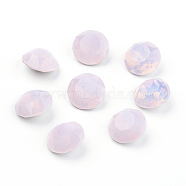 Pointed Back & Back Plated K9 Glass Rhinestone Cabochons, Grade A, Faceted, Flat Round, Rose Water Opal, 10x5mm(RGLA-J012-10mm-395)