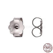 Rhodium Plated 925 Sterling Silver Ear Nuts, with 925 Stamp, Platinum, 5x6x3mm, Hole: 0.8mm(STER-K167-039P)