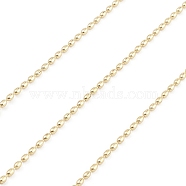 Brass Oval Ball Chains, Unwelded, with Spool, Real 18K Gold Plated, 2x1.5mm(CHC-M025-60G)