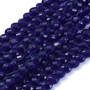Glass Beads Strands, Faceted, Flat Round, Dark Blue, 6x4mm, Hole: 1.2mm, about 98pcs/Strand, 22 inch(53.5cm)(EGLA-J149-B03)
