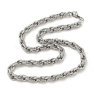 201 Stainless Steel Rope Chain Necklace, Stainless Steel Color, 21.85 inch(55.5cm)(STAS-Z056-04P)