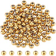 304 Stainless Steel Spacer Beads, Round, Golden, 4x3.5mm, Hole: 1.2mm, 100pcs/box(STAS-NB0001-50)