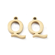 304 Stainless Steel Charms, Laser Cut, Letter Q Charm, Real 14K Gold Plated, 11x8x1.5mm, Hole: 1.2mm(STAS-M327-01G-Q)