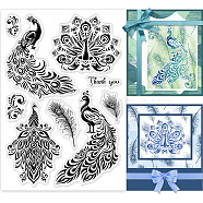 PVC Plastic Stamps, for DIY Scrapbooking, Photo Album Decorative, Cards Making, Stamp Sheets, Film Frame, Peacock Pattern, 16x11x0.3cm(DIY-WH0167-57-0169)