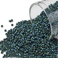 TOHO Round Seed Beads, Japanese Seed Beads, (706) Matte Color Iris Teal, 15/0, 1.5mm, Hole: 0.7mm, about 3000pcs/bottle, 10g/bottle(SEED-JPTR15-0706)