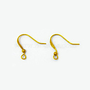 Brass French Earring Hooks with Beads, Flat Earring Hooks, with Horizontal Loop, Nickel Free, Golden, 15mm, Hole: 2mm, Pin: 0.7mm(X-KK-Q365-G-NF)