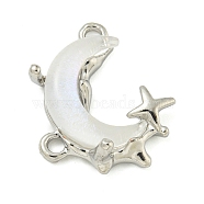 Alloy And Resin Pendants, Moon, White, 17x20x8mm(PALLOY-S029-01D-02)