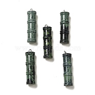 Natural Kambaba Jasper Pendants, Bamboo Stick Charms, with Stainless Steel Color Tone 304 Stainless Steel Loops, 45x12.5mm, Hole: 2mm(G-I340-A04)