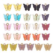 DIY Jewelry Making Kits, 26pcs 13 Style Vintage Alloy Pendants with Glitter Powder, with Resin & Acrylic, Butterfly, Mixed Color, 13~14x12~15x3.5mm, Hole: 1.5~2mm, 2pcs/style(DIY-SZ0004-87)