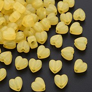 Imitation Jelly Acrylic Beads, Heart, Yellow, 8x8.5x5.5mm, Hole: 2.5mm, about 2030pcs/500g(MACR-S373-95-EA07)