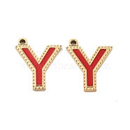 Ion Plating(IP) 316 Stainless Steel Pendant, with Enamel, Letter Charm, Real 18K Gold Plated, Letter Y, 17x14x2mm, Hole: 1.4mm(STAS-U014-28G-25)