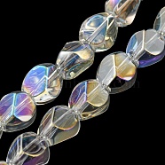 AB Color Plated Electroplate Transparent Glass Beads Strands, Faceted Polygon, Clear AB, 7.5x6x6.8mm, Hole: 1mm, about 90pcs/strand, 26.85 inch(68.2cm)(EGLA-G037-04A-AB02)