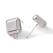 Rack Plating Alloy Stud Earring Findings, with 925 Sterling Silver Pins and Horizontal Loops, Cadmium Free & Lead Free, Square, Platinum, 13x10x4mm, Hole: 1.6mm, Pin: 0.6mm(FIND-I030-12P)