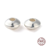 925 Sterling Silver Beads, Flat Round, Silver, 3.5x2mm, Hole: 1mm(STER-P053-08A-S)