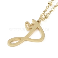 304 Stainless Steel Pendant Necklaces, Letter Charms, Letter P, 16.22 inch(41.2cm), Pendant: 22.5x14x1.3mm(NJEW-H029-02G-P)