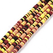 Handmade Polymer Clay Beads Strands, for DIY Jewelry Crafts Supplies, Heishi Beads, Disc/Flat Round, Dark Red, 3x0.6~1.2mm, Hole: 1.6~1.8mm, about 412pcs/strand, 15.94 inch(40.5cm)(CLAY-R089-3mm-015)