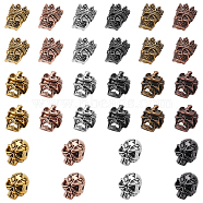 Tibetan Style Alloy Beads, Skull, Lead Free & Cadmium Free, Mixed Color, 28pcs/box(PALLOY-PH0013-89-RS)