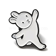 Dancing Theme Enamel Pin, Black Alloy Brooch for Backpack Clothes, Rabbit, 25.5x19.5x1.5mm(JEWB-K016-06D-EB)